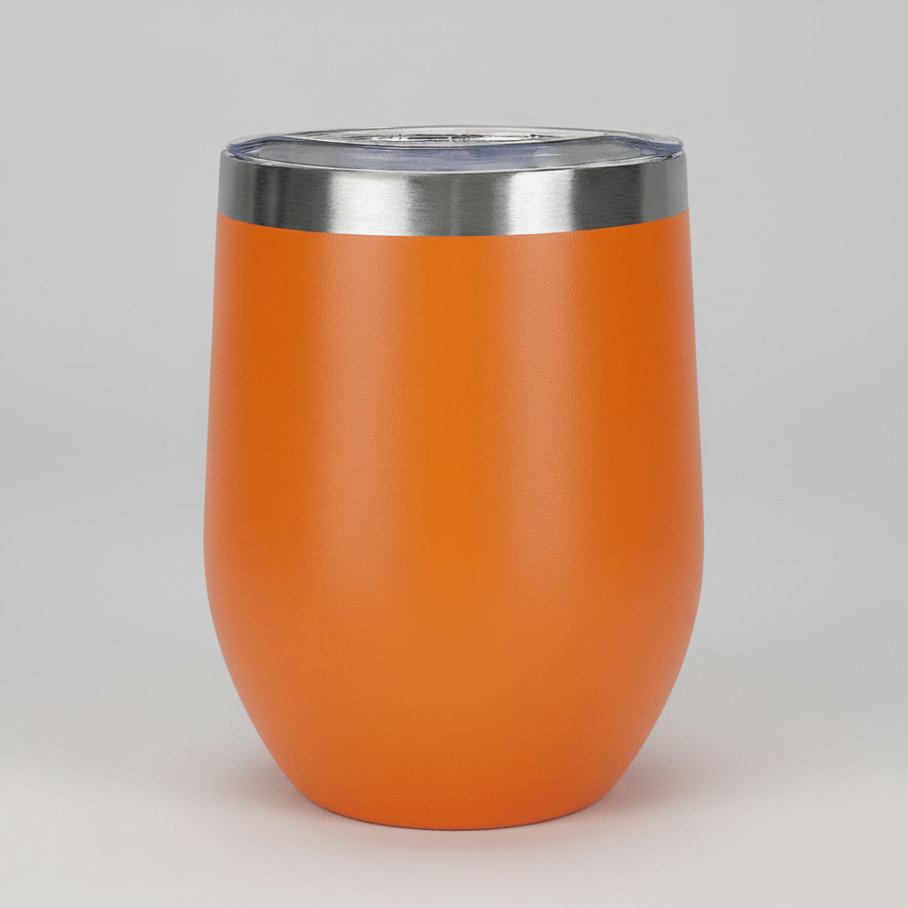 Orange 12oz stainless steel wine tumbler before customization
