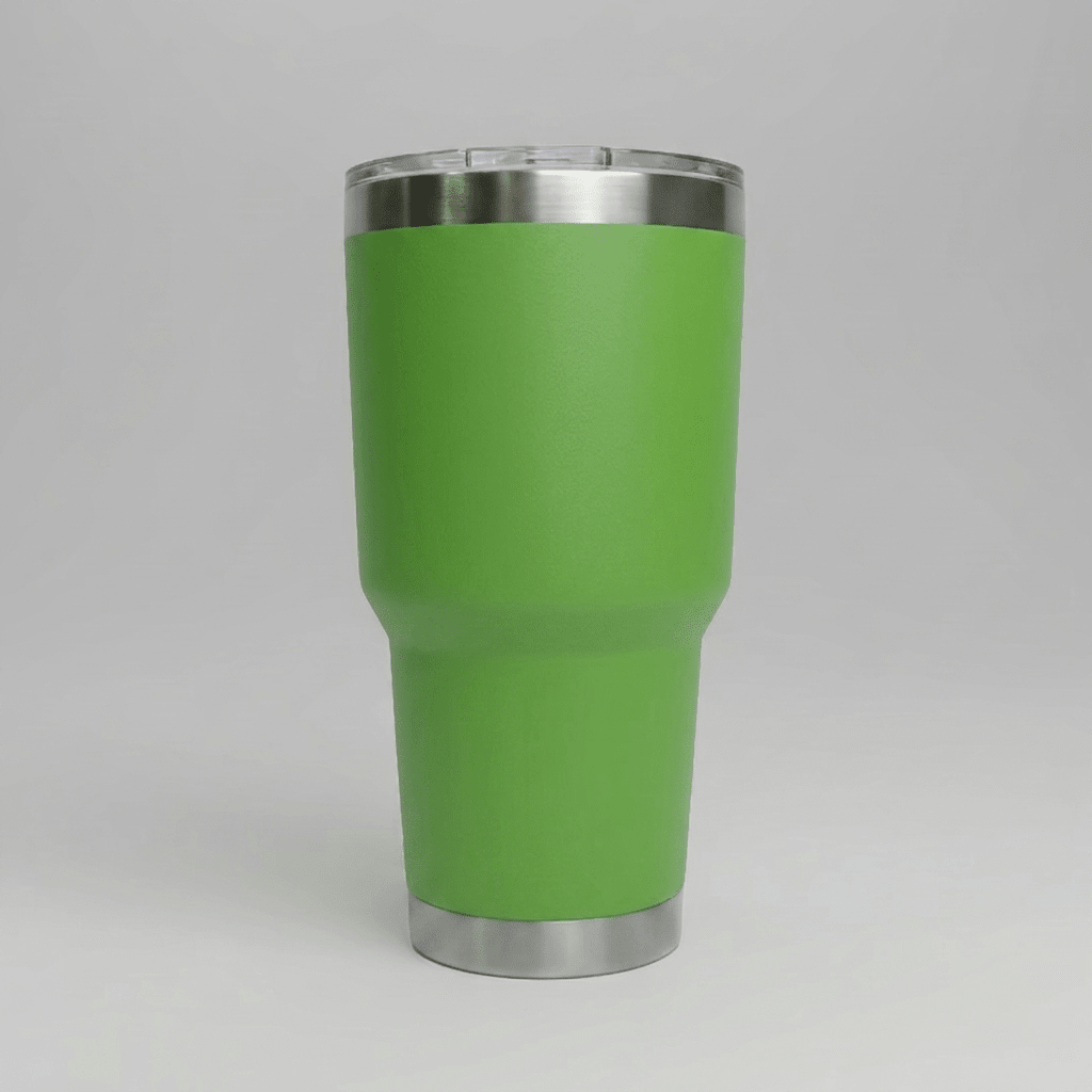 Fruit Green 30oz stainless steel tumbler before custom UV logo printing