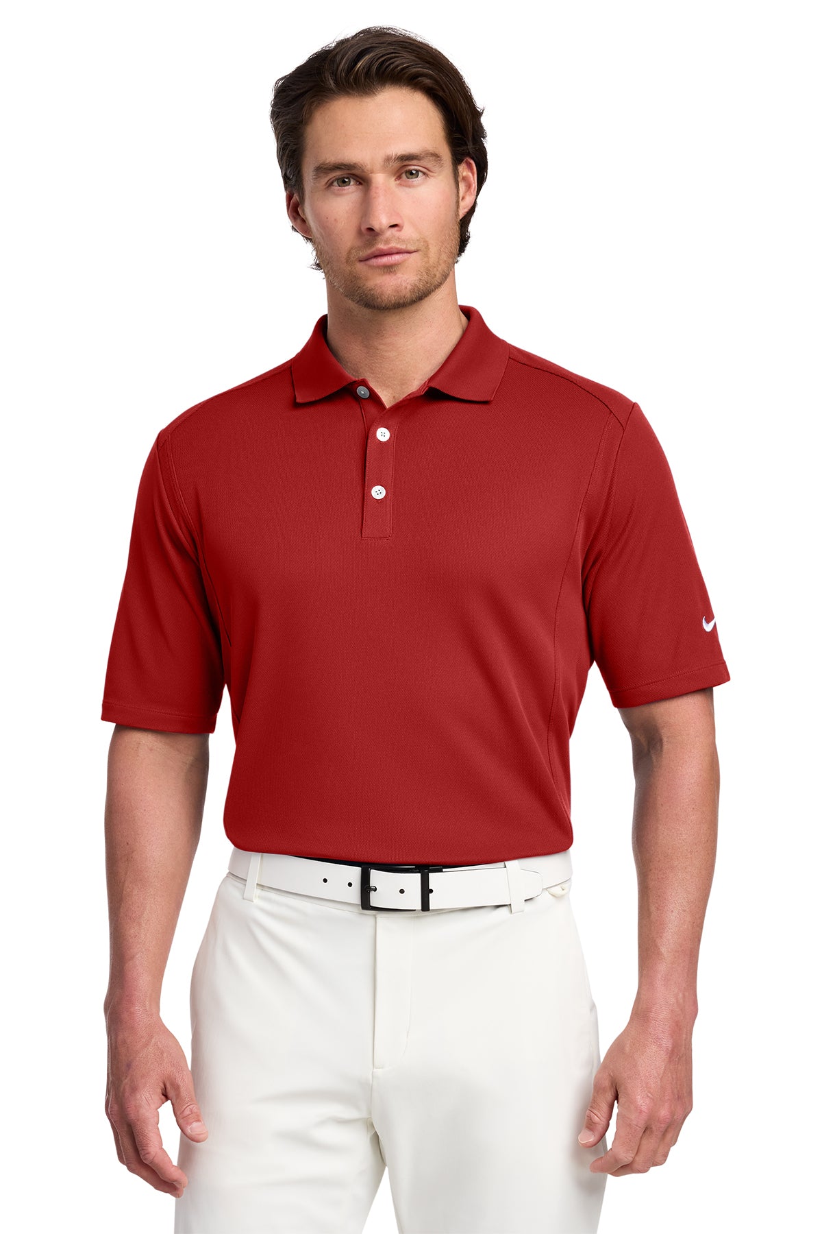 Varsity Red Nike Dri-FIT Classic Polo for custom embroidery
