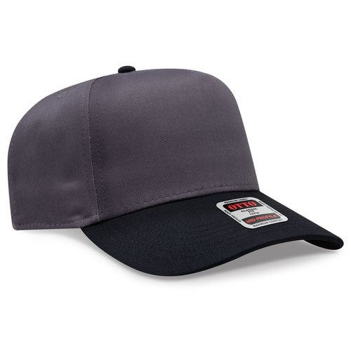 Black/Charcoal Gray Otto 31-069 five-panel snapback cap, blank before custom embroidery