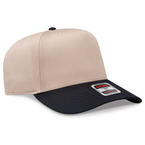 Black/Khaki Otto 31-069 five-panel snapback cap, blank before custom embroidery