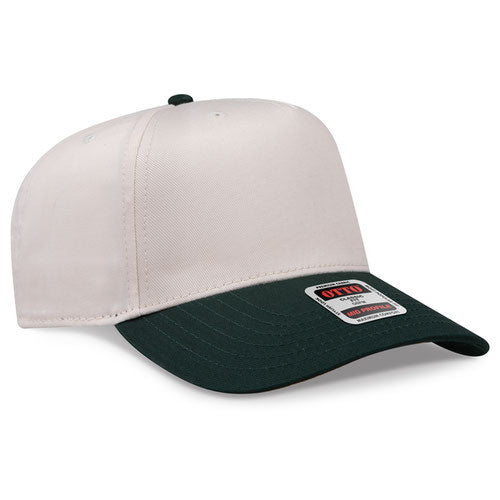 Dark Green/Natural Otto 31-069 five-panel snapback cap, blank before custom embroidery