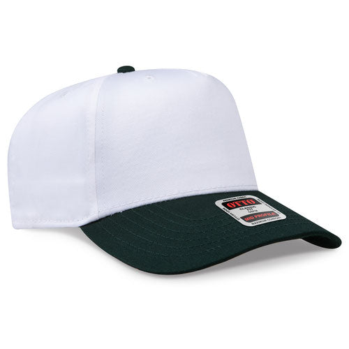 Dark Green/White Otto 31-069 five-panel snapback cap, blank before custom embroidery