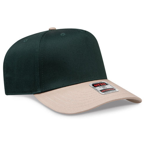 Khaki/Dark Green Otto 31-069 five-panel snapback cap, blank before custom embroidery