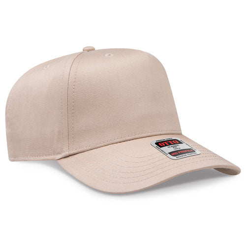 Khaki Otto 31-069 five-panel snapback cap, blank before custom embroidery