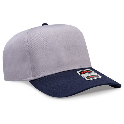 Navy/Gray Otto 31-069 five-panel snapback cap, blank before custom embroidery