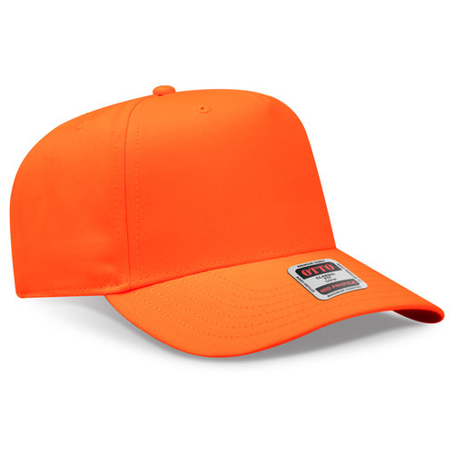 Neon Orange Otto 31-069 five-panel snapback cap, blank before custom embroidery