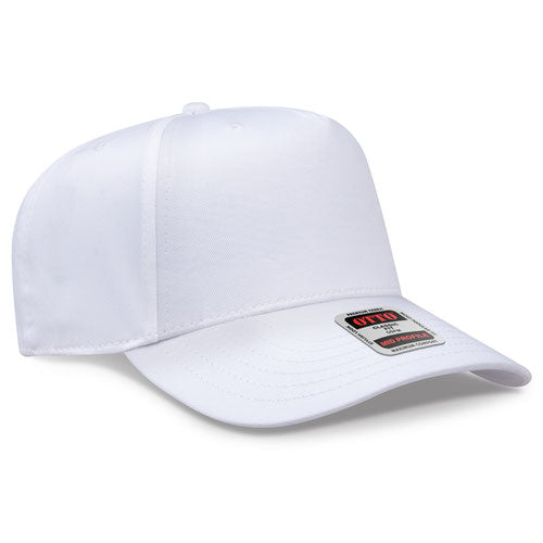 White Otto 31-069 five-panel snapback cap, blank before custom embroidery