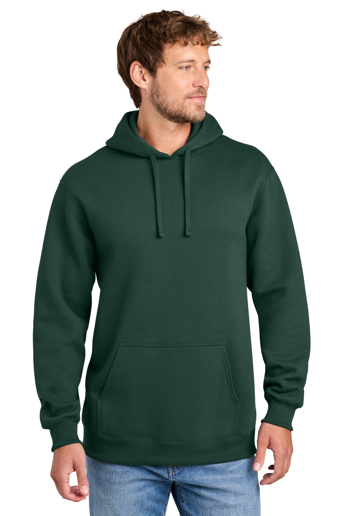 Port & Co PC107H hoodie in Dark Green, front view before customization