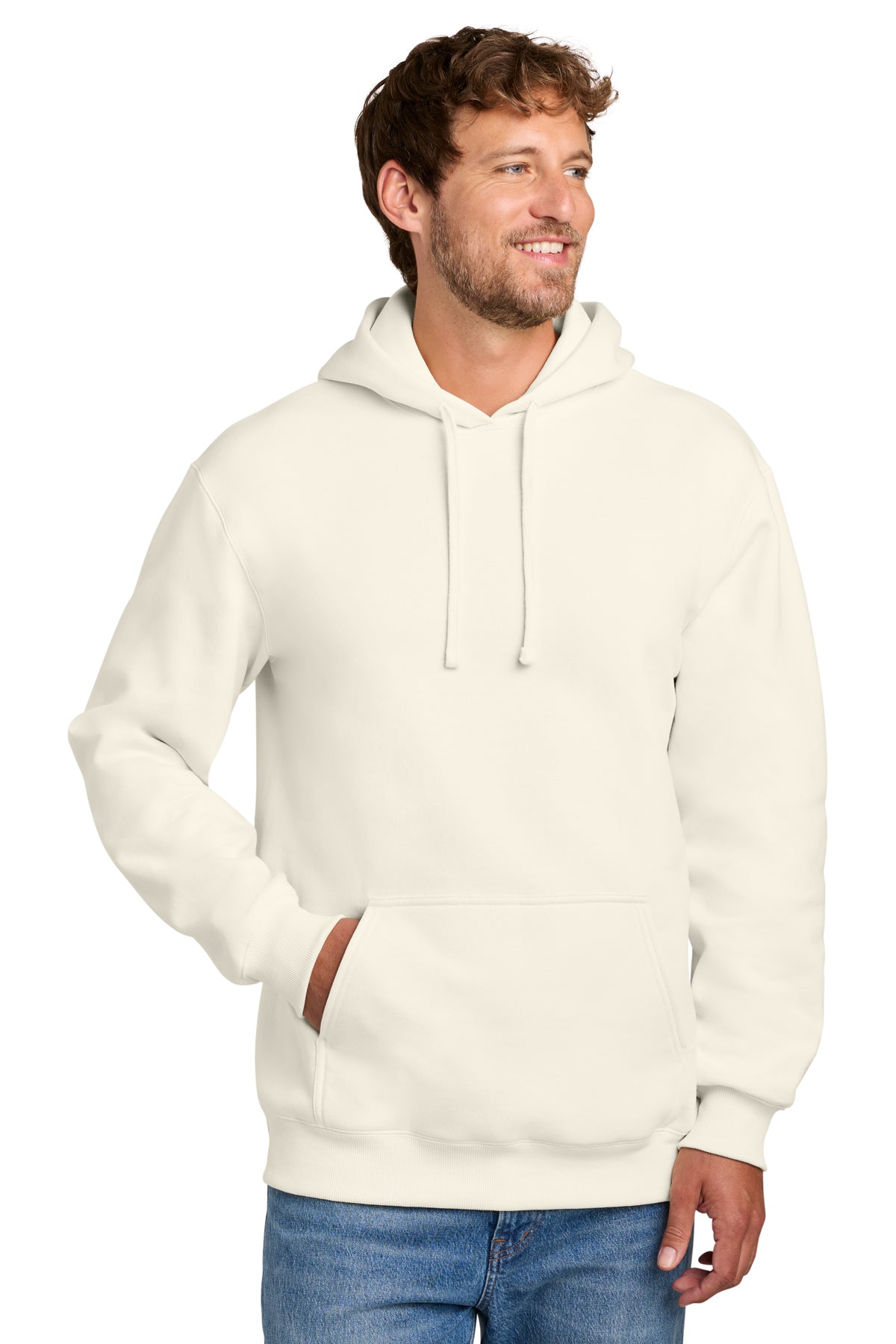 Port & Co PC107H hoodie in Ivory, front view before customization