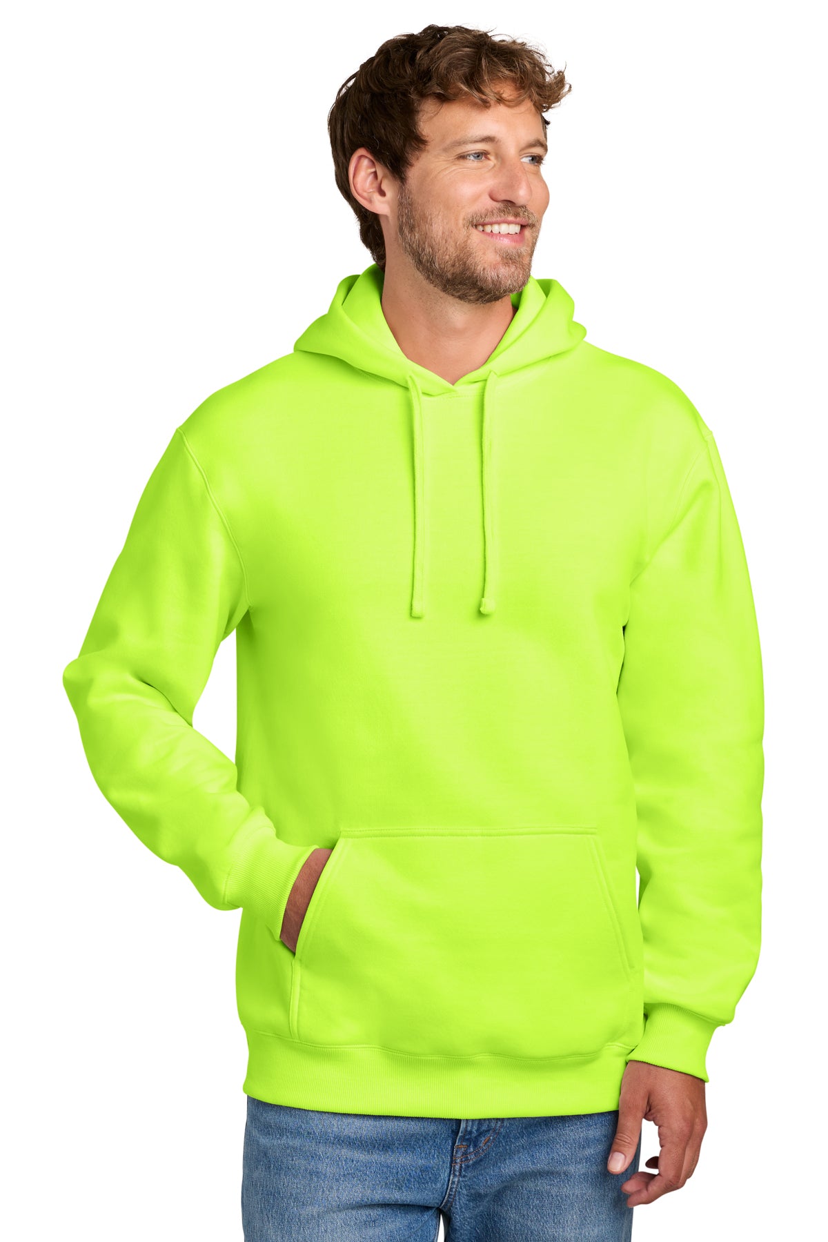 Port & Co PC107H hoodie in S. Green, front view before customization