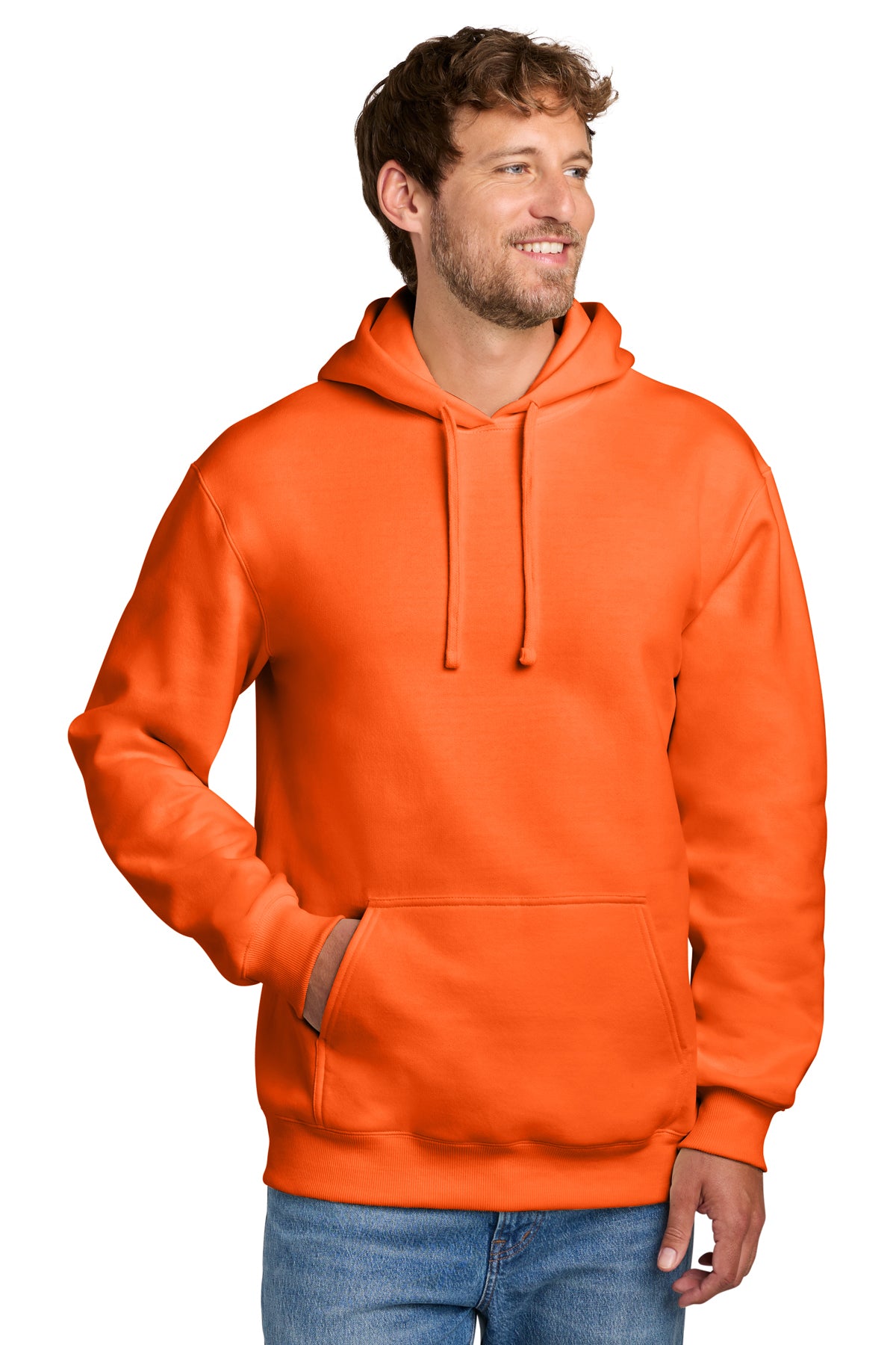 Port & Co PC107H hoodie in S. Orange, front view before customization